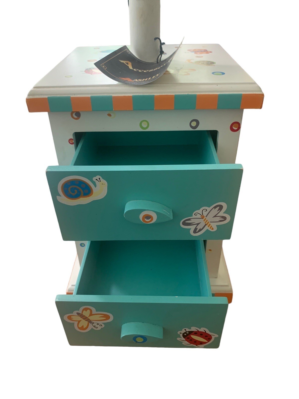 Child Nursery Bedroom Lamp Wood Pull Out Drawers Butterflies Bugs by Ashley NWT