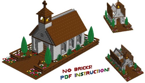 Lego openable Village Church building instruction! PDF - LDD - HTML - Picture 1 of 10