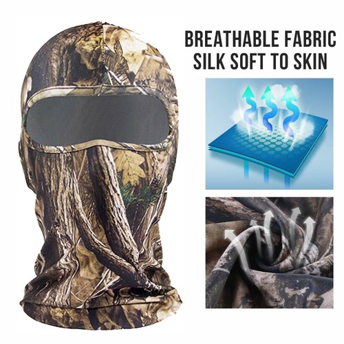 Real Tree Camo Balaclava Face Mask UV Protection Windproof Tactical Hunting Hood - Picture 3 of 6