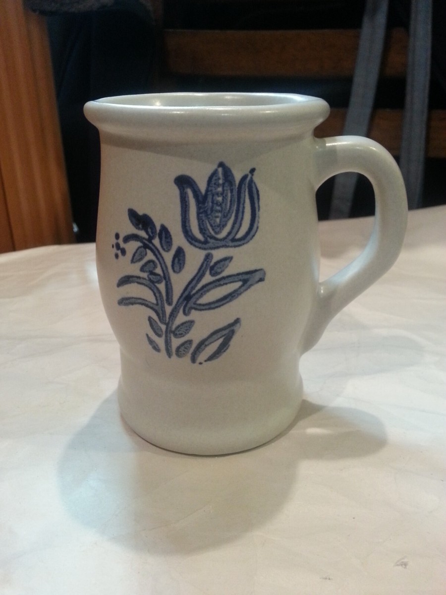 Vintage Pfaltzgraff Yorktowne Stoneware Blue Tulip Barrel Coffee