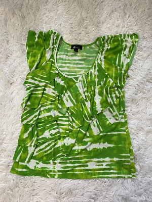 AB Studios Women Top Size M Green/White