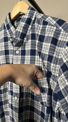 J Crew Men’s size M shirt Blue Plaid collared Button Up Long Sleeve - Picture 5 of 11