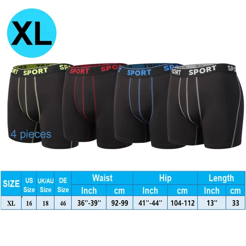 4PCS Bamboo Fibre Boxer Shorts Comfortable Breathable Long Leg Briefs For Men - Picture 26 of 28