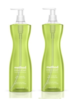 2 ~Method Dish Soap Lime & Sea Salt Scent Plant Based Grease Cutting Power 18 oz