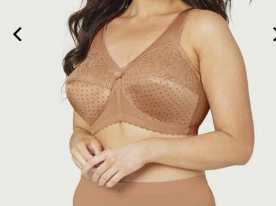 Glamorise  36J  Cappuccino Dot Magic Lift Soft Cup  Full Coverage Bra  1000 NWOT