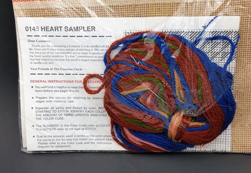 Vintage Heart Sampler Needlepoint Embroidery Kit 0145 by Creative Circle 1980s - Picture 4 of 9