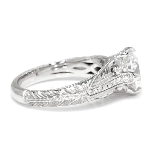 Noam Carver Engraved Engagement Ring Semi-Mount White Gold for 1.5CT - Picture 4 of 7