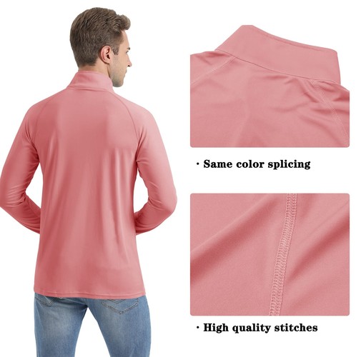 UPF50+ Mens 1/4 Zip Long Sleeve UV Shirts Sun Protection Performance Fishing Tee - Picture 148 of 157