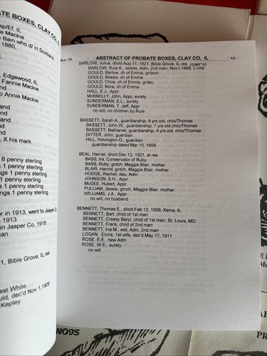 Clay County Illinois Abstract Of Wills And Probate Records 1998-2000 Family - Picture 7 of 7