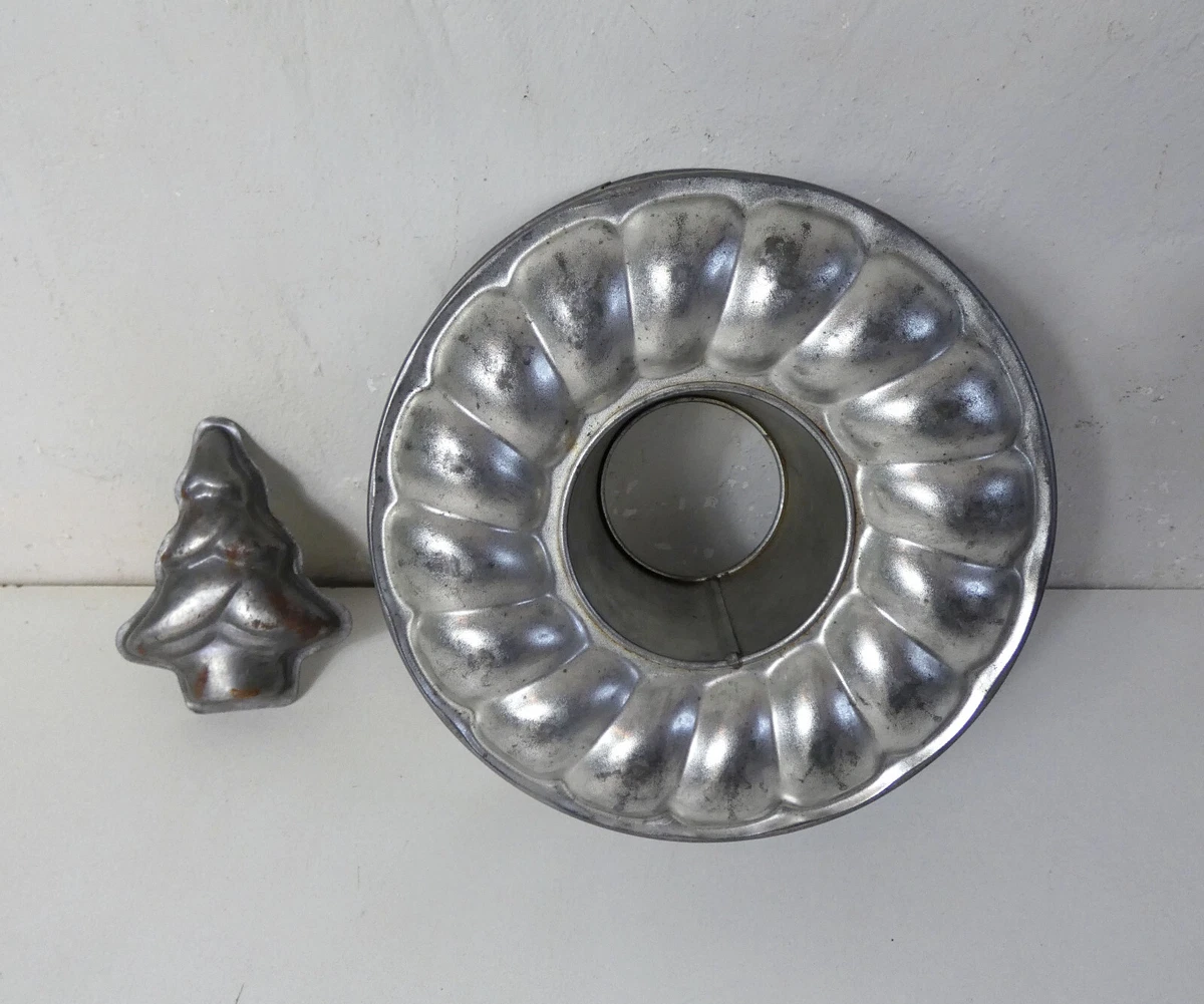 Lot moule à cake rectangulaire et moule rond 24 cm en fer blanc Gobel