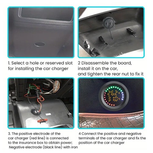 Universal Auto Motorrad Temperatur Voltmeter DC 12V-24V LED Panel Digitalanzeige - Bild 7 von 13