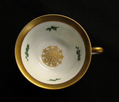 Mokkatasse mit Untertasse türkise Rosen mit breitem Goldrand um 1920 Rosenthal - Bild 7 von 9