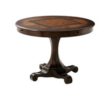 Theodore Alexander 5200-033 Grandmaster Circular Mahogany Game Table Leather