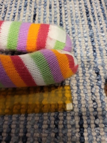 Sock Monkey Plush Bright color Rainbow Knit Beanie Bottom Preowned 50cm Washable - Picture 8 of 8