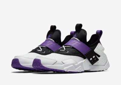 white black and purple huaraches