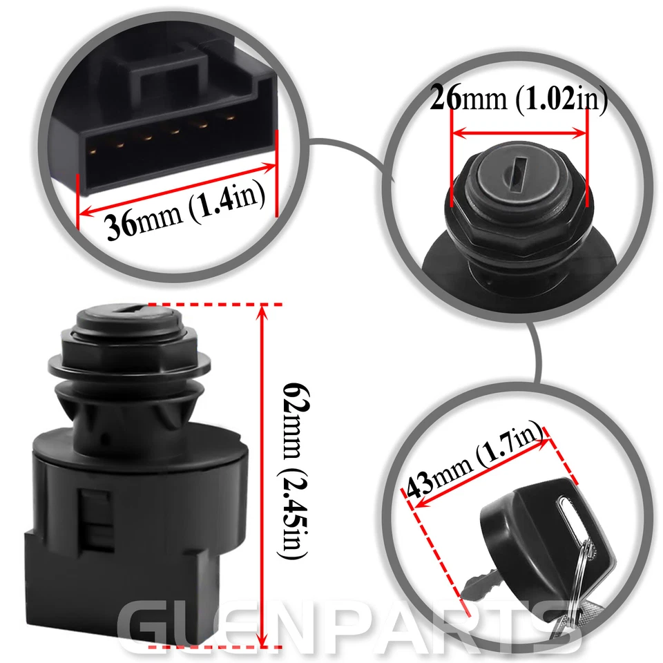 Interruptor de llave de encendido de 6 pines para Polaris RZR XP4 Turbo XP1000 RS1 PS MD 2017-2022 Foto 4 de 4