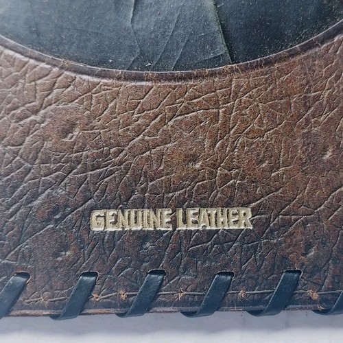 Leder Geldbörse Herren 40er Jahre Doppelfaltung Verzierte Geflochtene Kanten - Bild 4 von 10