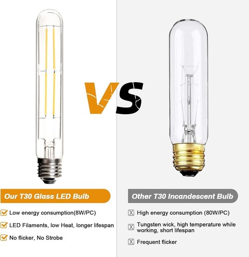 Tubular T10, Dimmable Warm White 2700K, E27 LED Bulbs, 8W Equal 80 Watt. 4 Pack - Picture 5 of 17