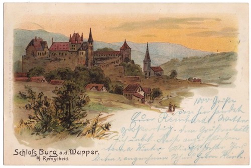 alte Litho-Ak Remscheid, Burg an der Wupper, gelaufen 1900