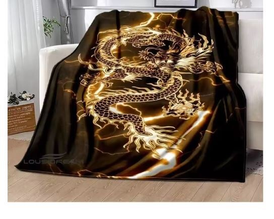 Gold Lightening dragon Dragon Blanket 200 x 150CM Thick Blanket Quilt