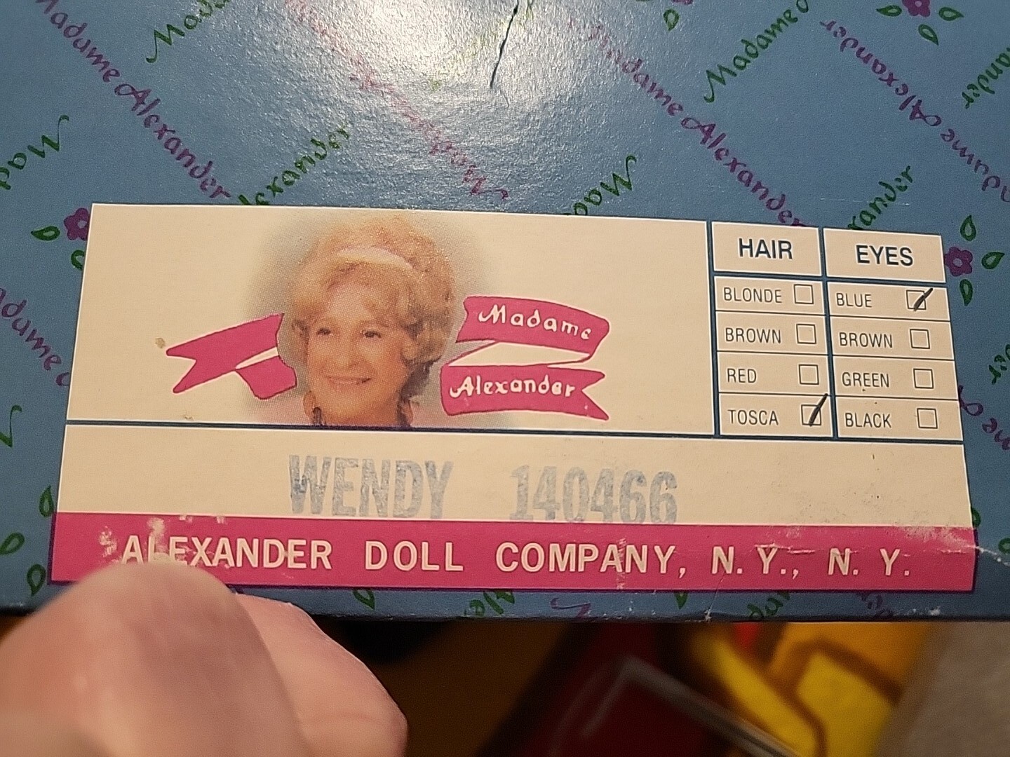 Madame Alexander Wendy from Peter Pan 466 Storyland Doll Box Tag Stand 8 inch