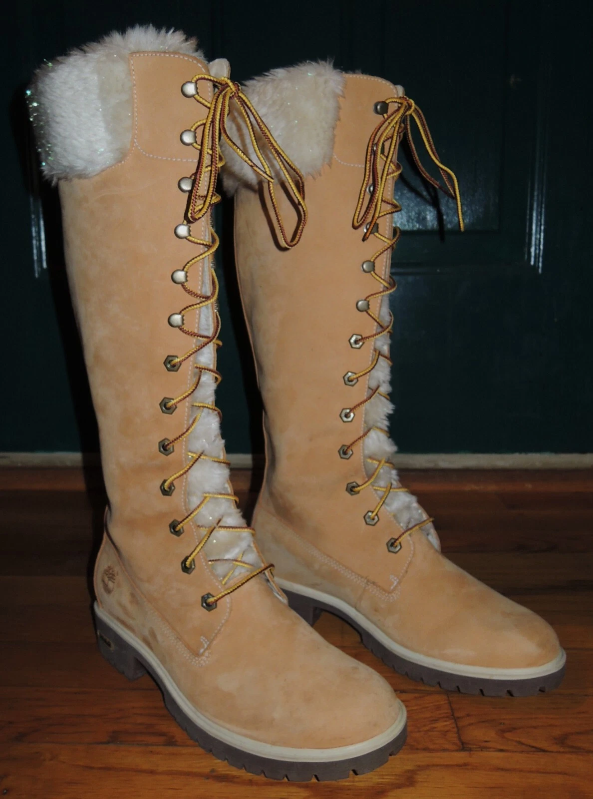 Timberland Premium stivali alti da donna in pelle taglia 7 5 M indossati una volta