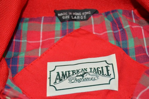 VTG American Eagle Outfitters Men's Windbreaker Plaid Lined Jacket Full Zip Red - Picture 4 of 7