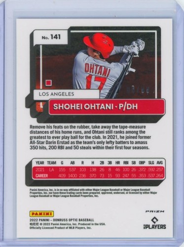 2022 Donruss Shohei Ohtani Holo Blue Insert #147 Angels - Bild 2 von 2