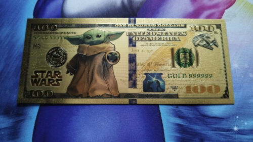 Billet Star Wars Grogu Baby Yoda Collector Yen Gold Doré card carte idée cadeau - Afbeelding 1 van 1