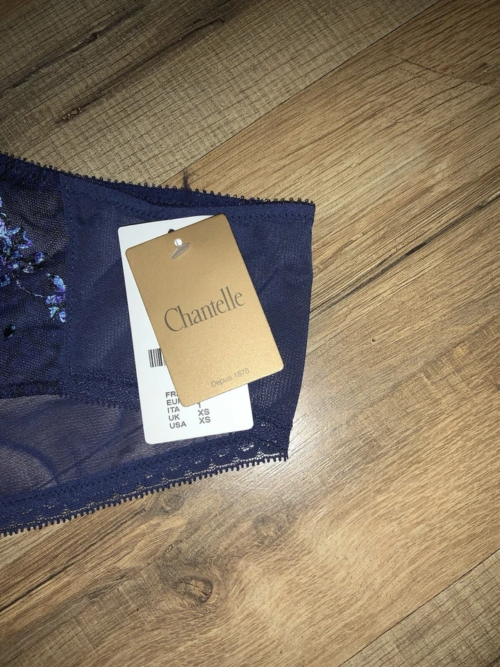 NWT Chantelle Lace Floral Accent Hipster Brief Panties Sapphire Blue Size XS - Image 4 of 4