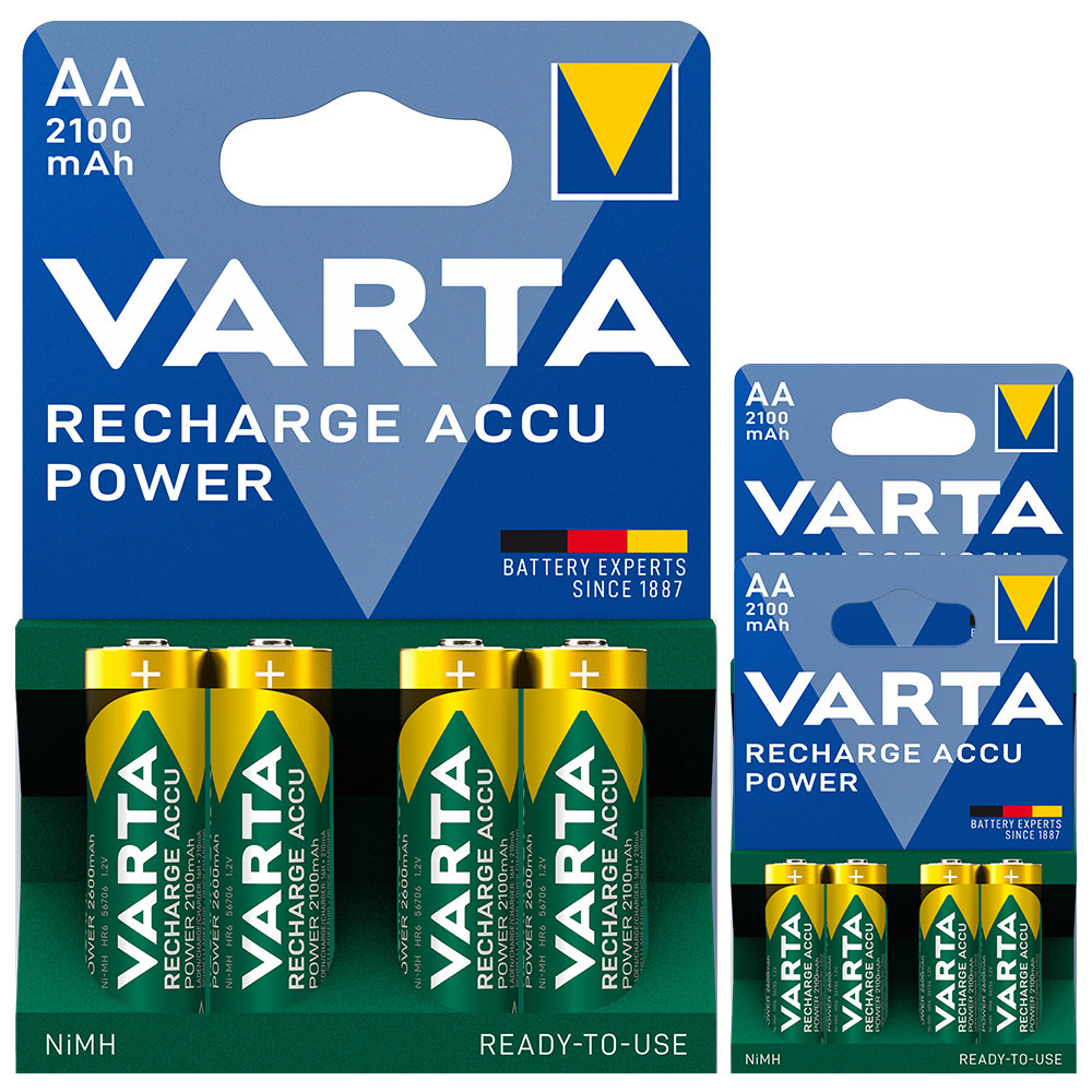 Varta AA HR6 2100mAh Rechargeable Batteries x 12 *Latest Generation Accu*
