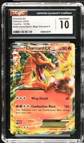 🔥🔥 CGC 10 Charizard EX 12/106 2018  Pokemon XY Flashfire Battle Arena psa