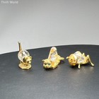 Trimline 1983 Gold Tone Swarovski Crystal Cats And Cricket Figurines