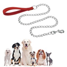 Heavy Duty Chain Dog Leash Dog Leash with Handle 6ft x 3.5mm Red