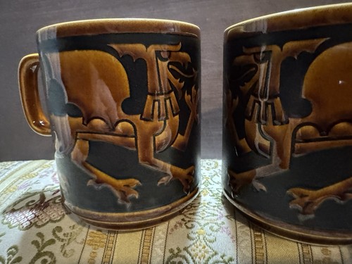 Hornsea Pottery Welsh Dragon Coffee Mug Cup John Clappison Vintage SET of 2 - Picture 3 of 17