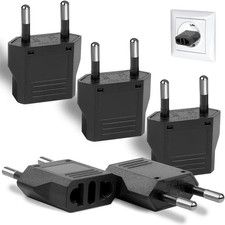 6 Pcs Adaptador Enchufe US A Europa Tipo C Convertidor Corriente Viaje Negro