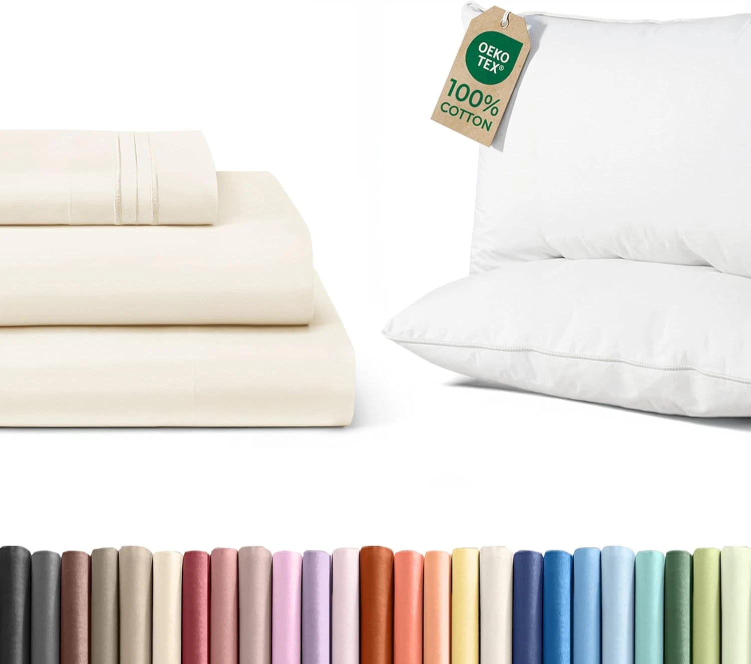 Twin Sheet Set & 2 Queen Cotton Bed Pillows - Cozy Comfort!