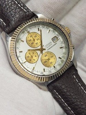 腕時計 CITIZEN プロマスター エコドライブ B510 オートクォーツ SERVICED WORKS] 1990 Citizen Chronograph Watch Men 38mm Silver