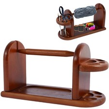 Wooden Yarn Holder for Knitting Crochet, Horizontal Yarn Spinner with Slots, ...