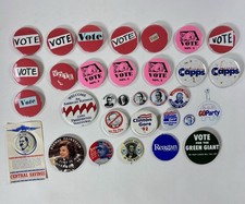 Large Mixed Political Campaign Button Lot   30 Vintage Vote  Election Pins