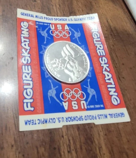 1998 Nagano Winter Olympics Silver Tone Figure Skating Coin By General Mills
