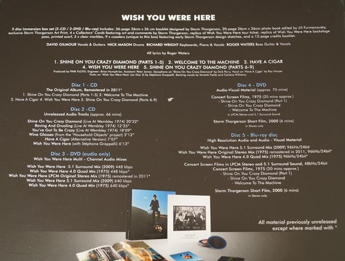 Pink Floyd Wish You Were Here Blu-Ray Audio Box Set 5.1/Quad Mix Remastered - Picture 4 of 9