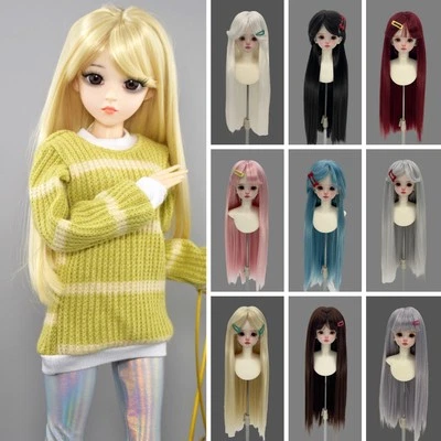 Lange Gerade BJD Haar Puppen DIY Perücke Mit Bangs Für 1/3 1/4 1/6 BJD Spielzeug