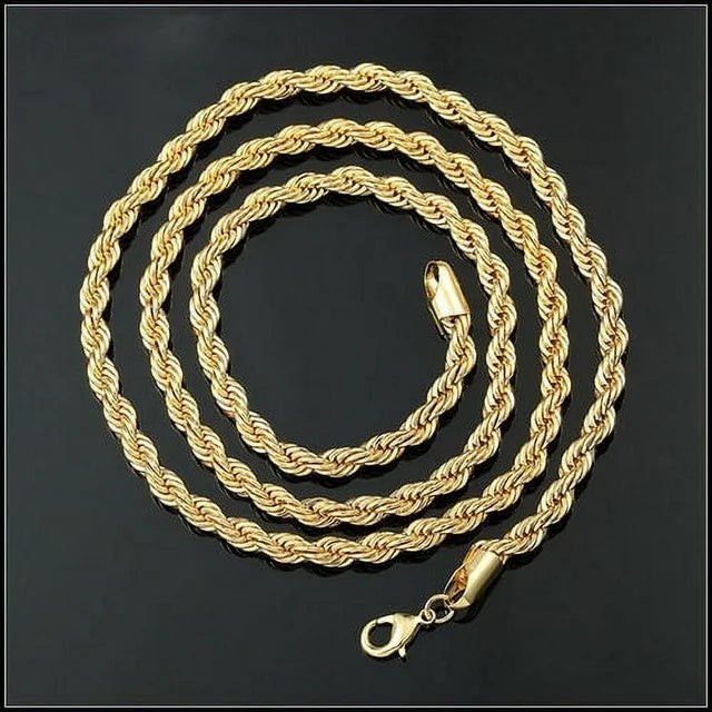 VFK GOLD NYC 14K Gold Rope Chain 24'' – Elegant 3.5mm Unisex Necklace