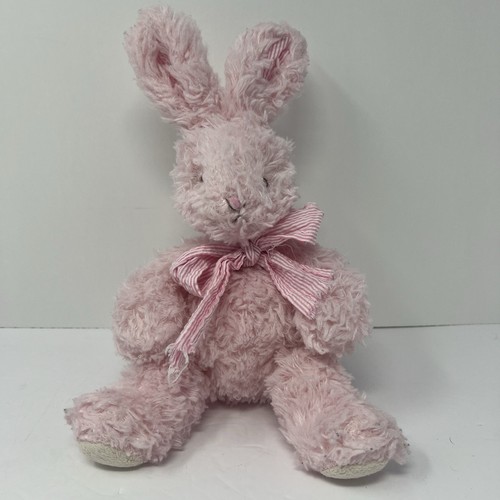 Mud Pie Easter Pink Bunny Rabbit Plush Stuffed Animal 8" Embroidered Eyes