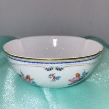 Vtg Lenox Oval Bowl Abigail Adams White Fine China with Floral Pattern Gold '70s