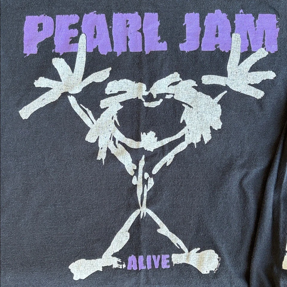 1992 Pearl Jam Vintage Stickman Alive Concert Tour Sof Tee USA T-Shirt Mens XL - Image 3 of 4