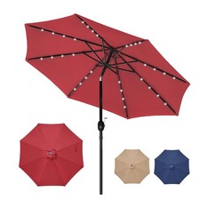 9' Solar Umbrella 32 LED Lighted Patio Umbrella Table Market Umbrellas