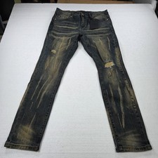 THRT Jeans Mens 36 Dark Wash Blue Dakota Distressed Ripped Slim Stretch Denim