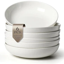 Pasta Bowls, 38oz Ceramic Pasta Plates Set of 6, 8.7" Salad Bowls Serving Bow...